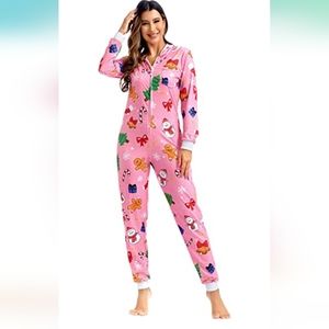 Pink gingerbread onesie with hood (Used Once)